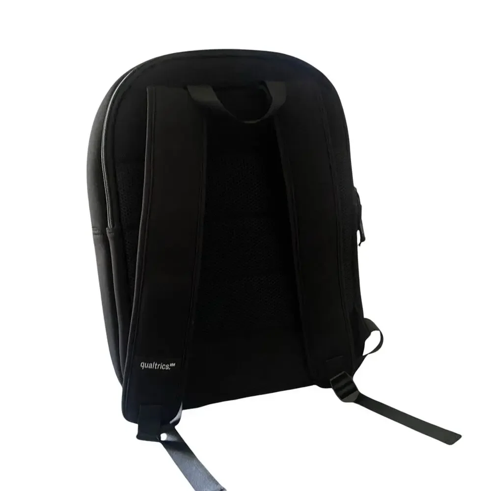 Qualtrics Black on Black Waterproof Backpack with Pockets - Laptop Bookbag NEW